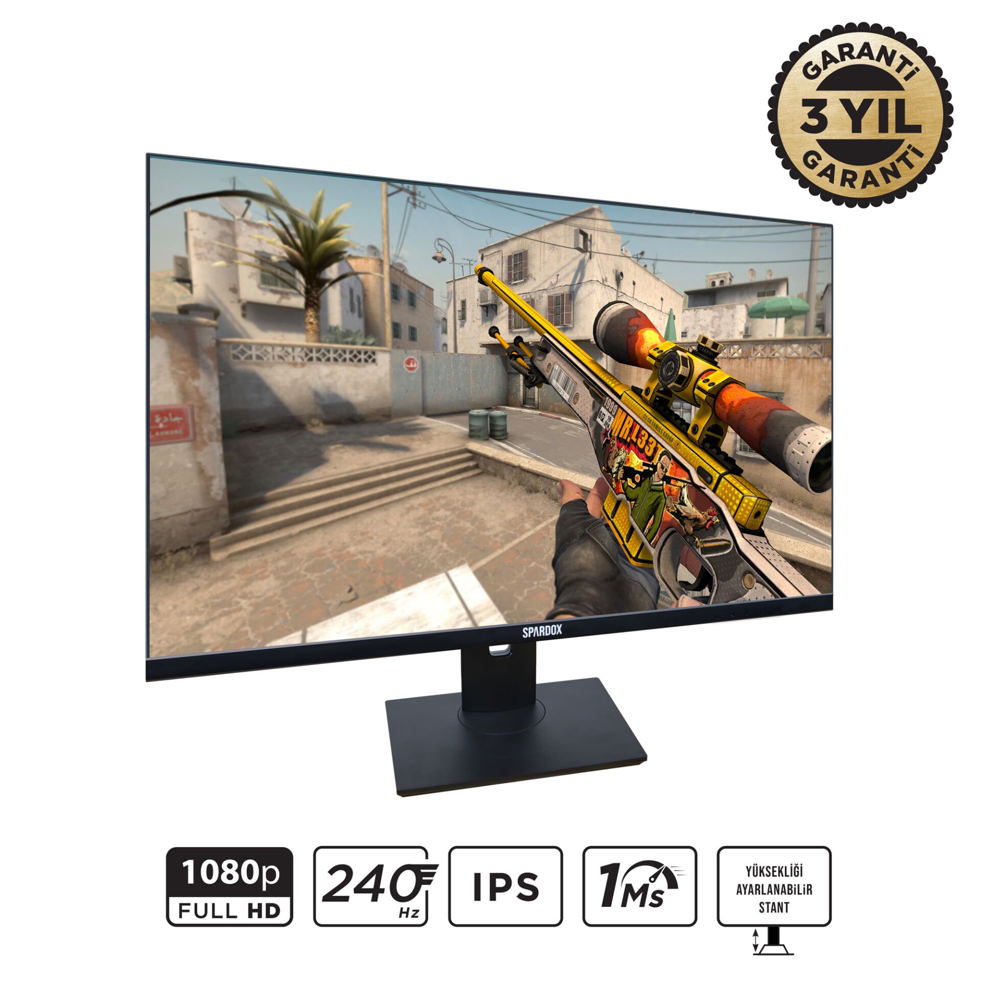 Spardox Gaming SG-27240RP 27'' 1ms GTG 240Hz IPS FullHD 2xDP Pivot Oyuncu Monitörü